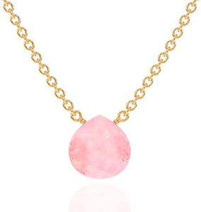 Pink Opal Necklace for Women, Premium Gold Heart Necklaces for Women - Tarnish Free 18K Gold Vermeil Certified S925 Classic Statement Necklace Gold Jewelry for Women - Mothers Day Gifts for Mom Wife