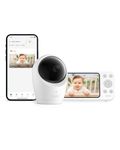 eufy Baby Monitor E20, 2K Resolution, 5'' 720p Display, Hybrid Connection, Wi-Fi & No Wi-Fi Control, Pan-Tilt, 4× Zoom, Night Vision, Built-in Battery Camera, ANR, Smart Alerts, 24/7 Recording