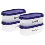 Amazon Brand - Solimo Modular Plastic Storage Containers with Lid | Airtight | BPA-Free | Set of 4 | 600 ML (Transparent)