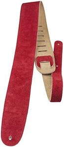 Perri’s Leathers Ltd. - Guitar Strap - Suede - Adjustable - for Acoustic/Bass/Electric Guitar - Made in Canada (Red)
