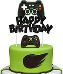 Video Game Cake Topper Glitter Game Controller Happy Birthday Cake Topper Cake Decorations Picks for Kids Gaming Themed Birthday Party Supplies