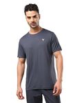 TECHNOSPORT Mens Slim Fit Active Wear Gym T-Shirt with Half Sleeves for Workout, Sports - (MTOR10DCN_Dark Carbon_M)