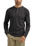 Wrangler Authentics Men's Long Sleeve Waffle Henley, Caviar, XL