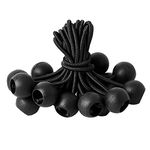 20 Pack Bungee Balls Cords, Black Ball Bungee Heavy Duty Heavyweight 4 inches Tarp Bungee Cords, Weather Resistant Tie Down Strap Diameter 4mm for Canopy, Tarp, Camping, Straps, Tent, Poles and Wires