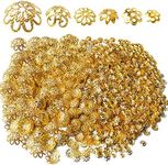 2200pcs Gold Flower Bead Caps Flower Spacer Bead End Caps Spacer Beads for Bracelet Necklace Jewelry Making,6 Styles