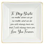 Homlouue Best Friend Present for Women, To My Bestie Ring Dish, Friendship Going Away Gifts for Friends, Birthday Gifts for Women Bestie, Sister Gifts from Sister, Ceramic Ring Holder Jewelry Tray