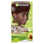 Garnier Nutrisse Ultra Crème, Permanent Hair Dye, 100% Grey Coverage, Vegan Formula, Nourished Hair, Long-Lasting Rich Colour, 45 Dark Mahogany Brown, 1 Application, Packaging May Vary