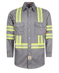 BOCOMAL FR Shirts for Men Hi Vis High Visibility 6.5oz Lightweight Type O Flame Resistant Refective Safety Shirt, Ash Grey, Large