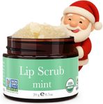 USDA Organic Lip Scrub Mint - USA Made All Natural Lip Exfoliator, Stocking Stuffers for Adults, Sugar Lip Scrubber for Dry Lips, Best Women's Stocking Stuffers, Teenage Stocking Stuffers