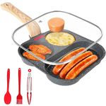 Gimars Egg Frying Pan with Lid, 19cm Nonstick Aluminium Fried Egg Pan, 3 in 1 Pancake Pan Egg Burger Steak for Gas Stove and Induction Hob