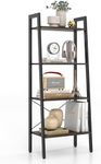 Giantex 4-Tier Bookshelf, Industrial Display Shelf with Metal Frame, Anti-Tipping Kits & Adjustable Foot Pads, Standing Storage Shelf, Plant Flower Stand for Home & Office (Gray Oak)