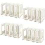 CYEER 4 Pack Wooden CD&DVD Storage Rack, Desktop Book Storage Shelf, CD&DVD Book Holder Rack CD Storage Tower for CD DVD Books Magazines(White)