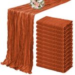 12 Pack Cheesecloth Table Runner 35 x 120 inch Long Boho Cheese Cloth Gauze Table Runners Semi Sheer Table Runner for Wedding Decor, Bridal Shower, Birthday Party (Terracotta)