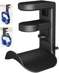 ETOWIFA Headphone Holder Hanger Upgraded with Rotating & Adjustable Clamp for Controller & Headphones, Headset Stand Under Desk Hook Mount Built in Cable Clip