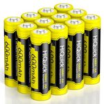 HiQuick Ni-MH AA Rechargeable Batteries Double A 1.2V True Capacity Solar Battery for Garden Solar Lights String Lights, Solar Pathway Lights (AA-600mAh-12pack)