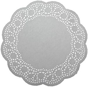 LJY 120 Pieces White Lace Round Paper Doilies Cake Packaging Pads Wedding Tableware Decoration (9.5 Inch)