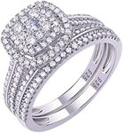 Newshe Engagement Rings for Women Wedding Ring Set 925 Sterling Silver Band Round Cz 1.6Ct Size 5-10 (7.5)