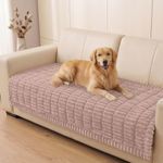 Smiry Couch Cover for Dogs Washable, Non Slip Fuzzy Pet Couch Covers for 3 Cushion Sofa Pet Friendly, Thick Soft Sofa Slipcovers Cushion Protector (Dusty Pink, 35.4" x 95")
