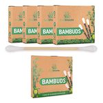 EcoShoots Bamboo Cotton Buds - 400 Organic Cotton Wool Buds Q Tips - Biodegradable Cotton Ear Buds & Compostable Bamboo Earbuds - Recycled Plastic Free Packaging - GOTS Certified Ear Buds Cotton