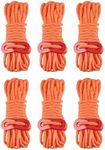 TRIWONDER Reflective Nylon Cord with Rope Adjusters, Tent Guyline Paracord Camping Rope for Tent, Tarp, Outdoor Packaging (Orange - 6 Pack)