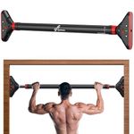 Sportneer Pull up Bar for Home Pull up Bar Adjustable Length Max Load 200KG Hanging Rod for Height Increase No Screws Hanging Bar for Push up Chin up Pull-up Bar for Home Workout Gym (Red & Black)