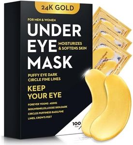 20Pcs/10Pairs Under Eye Patches Gold for Dark Circles, Puffy Eyes, and Wrinkles, 24K Gold Eye Mask for Face, Eye Cream for Men and Women