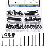 Glarks 181Pcs M6x30/40/50/60/70/80mm Black Baby Bed Crib Screws Assortment Kit Hex Socket Cap Bolts with T-Nuts, Flat Washers, Threaded Inserts and Allen Wrench for Wood Furniture Hardware