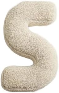 huraty Ivory Alphabet S Pillow Decorative Sofa Couch Throw Pillow Novelty Nursey Playroom Decor Toddler Gifts (S, 14.9" Lx11.8 W)