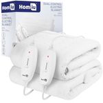 Homiu King Size Electric Blanket | Dual Control Premium Heated Fitted Mattress Underblanket Cover Bed Warmer Pad | 3 Heating Settings & Machine Washable | Overheat Protection Auto Shut | 137 X 165cm