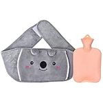 Queta 1000 ML Hot Water Bottle with Soft Fleece Cover, Premium Natural Rubber Hot Water Bag - Helps Provide Warmth and Comfort for Waist, Stomach, Hands, Shoulders and Neck