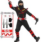 SATKULL Halloween Ninja Costumes Kids Ninja Cosplay Costume Boy Ninja Muscle Costume Ninja Role Play Costumes Boys Girls for Halloween Christmas Parties(Kids-XL-10/12T)