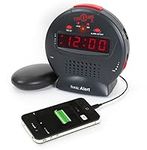 Sonic Alert Alarm Clock, Black/Red, 5" x 5"