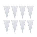 WANDIC Wedding Confetti Cones, 50 Pcs Hollow Rose White Paper Flower Cones Bouquet Guest Confetti Holders for Wedding Party Favour Gifts Packing