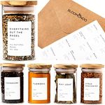 Bloomondo 160 Waterproof Spice Jar Labels Preprinted 2.1x1.6in Spice Label for Empty Spice Jars. 112 Spice Labels Stickers, 8 Blank Pantry Labels and 40 Expiry Labels for Seasoning Containers