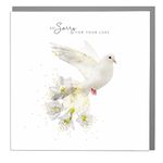 Lola Design - So Sorry for Your Loss, Dove Design - Sympathy Card to Show How Much You Care - Blank inside with Grey Envelope - Designed and Made in the UK - 150mm x 150mm