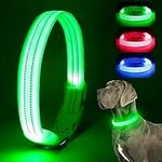 Chalklit Light Up LED Dog Collar, USB Rechargeable Waterproof Reflective Adjustable Flashing Dog Collar Lighted, Glowing in the Dark for Small Medium Large Dogs Night Safety Walking(Large, Green)