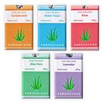 Auroshikha | 5 Types of Hand Made Bath Soaps | Sandalwood | Lavender | Rose | Neem Tulasi | Aloe Vera | Pack of 5 | 100g