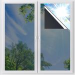 WISDOM One Way Mirror Window Film Daytime Privacy, Sun Blocking Heat Control Anti UV Reflective Film Window Tint for Home Office Living Room (35% Black Film, 20" x 140)