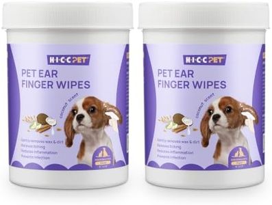 HICC PET Dog Ear Wipes Finger 100 Count Dog Ear Cleaner Wipes for Dogs & Cats, Dog Ear Infection Treatment to Relieve Ear Itching & Inflammation, Remove Ear Wax, Dirt, Smelly - Fresh Coconut Scent