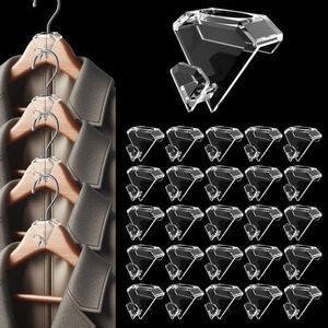 SLMT Space Saving Hanger Hooks 30 Pack, Clear Clothes Hanger Connector Hooks, Dorm Room Essentials, Closet Organizers and Storage (Clear)