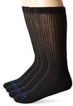 MediPeds Men's Cotton 4 Pack Diabetic Crew Socks, Black, Crew Length Shoe Size: 6-9