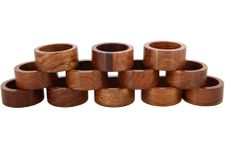 Ajuny Handcrafted Wooden Round Napkin Ring Sleek Plain Decorative 1.5 inch Napkin Holders for Table Décor Dinner Wedding Party Dining Parties Table Decoration Set of 12