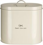 Premier Housewares Adore Pets Feed The Cat Food Storage Bin with Spoon, 6.5 L - Cream,6.5 Litre