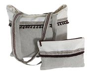 Jugaad Cotton Handbag and Zip case set with hand block printed lining and fancy trim