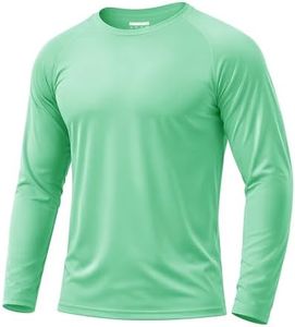 Boladeci Summer Clothes for Men UPF 50 Long Sleeve Men UV Protection Sun SPF Shirts for Men Long Sleeve Workout Water Hiking Athletic Swim Tee T-Shirt Rash Guard Mint Green Tshirts for Men