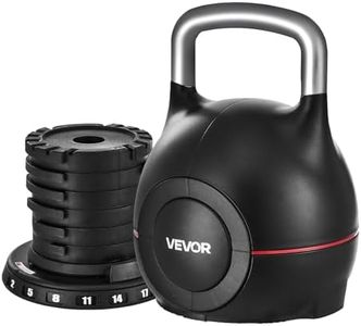VEVOR Kettlebell, Adjustable Kettlebell with 7 Weight Levels (5, 11.5, 18, 24.5, 31, 37.5, 44 lbs), Die-Cast Aluminum and ABS Material, for Grip Strength Training, Full-body Workout & Cross-Training
