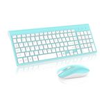 cimetech Wireless Keyboard Mouse Combo, Compact Full Size Wireless Keyboard and Mouse Set 2.4G Ultra-Thin Sleek Design for Windows, Computer, Desktop, PC, Laptop（QWERTY UK Layout-Blue