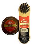 Kiwi Shoe Polish Paste B 0.2 fl oz (1, Dark Tan) with Kiwi Leather Shine Brush