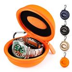 HELMDY Watch Travel Case for Women & Men: Portable Single Watch Box Organizer Travel Watch Case 1 Slot - Fits all Wristwatches & Smart Watches up to 50mm（Orange-1 Piece）