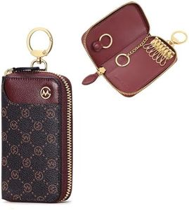 GOLF SUPAGS Women PVC Leather Car Key Chain Card Holder Wallet Pouch 6 Hook Snap Closure keys Money Organizer Case, Brown×wine, Large, Normal, Modern